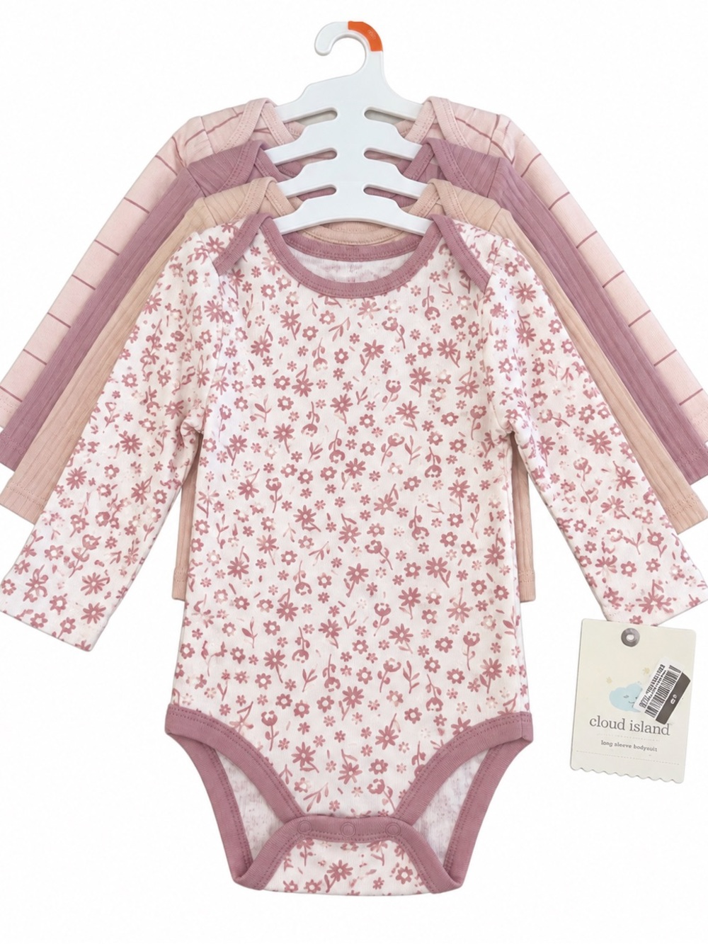 Cloud Island Baby Girls 12M 4 Pack Long Sleeve Bodysuits Floral NWT